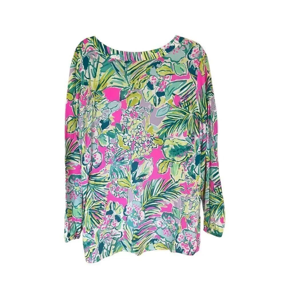 Lilly Pulitzer Womens Multicolor Early Bloomer Harbour Island Tunic Top Size XL